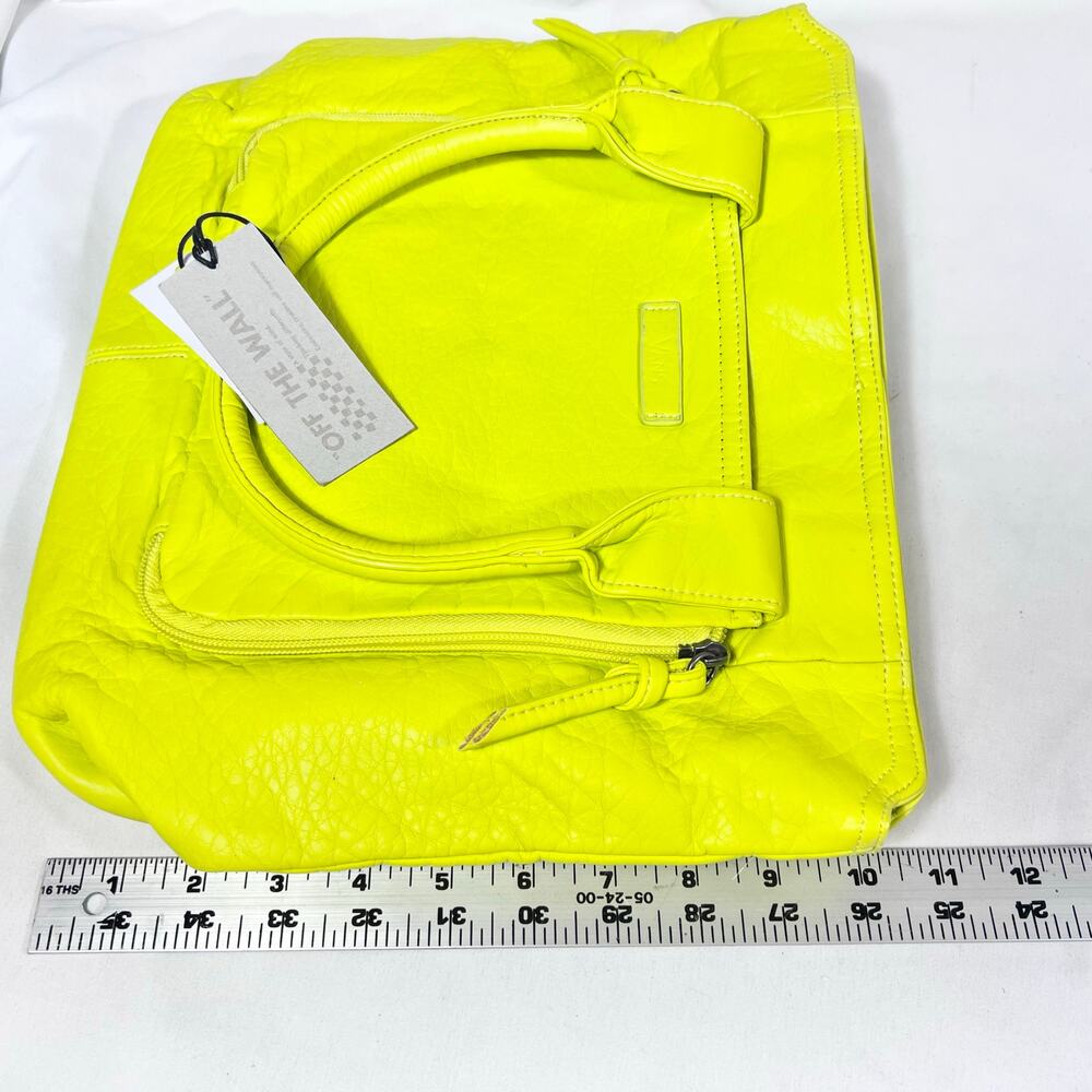 Vans Shoulder Tote Bag Purse Yellow Neon Post Up Zippers Snap Button New - Picture 12 of 12